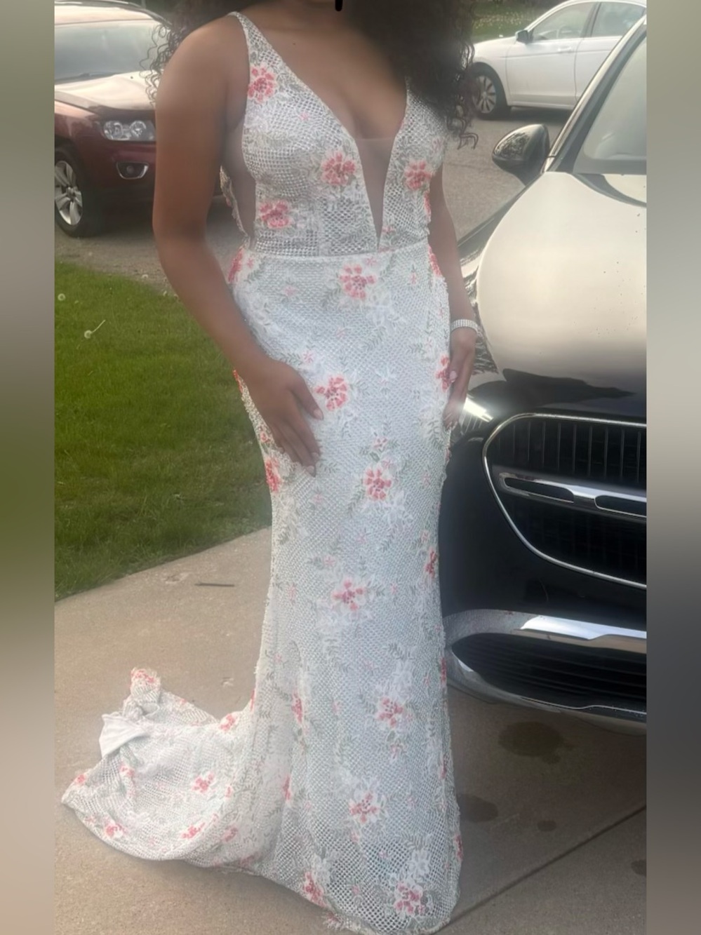 Vienna Prom White Lace Gown with Floral Embroidery